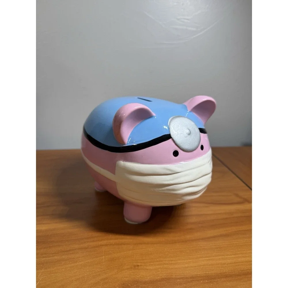 Room Essentials Nurse Doctor Piggy Bank Ceramic Mask Surgeon 2011 Rare HTF